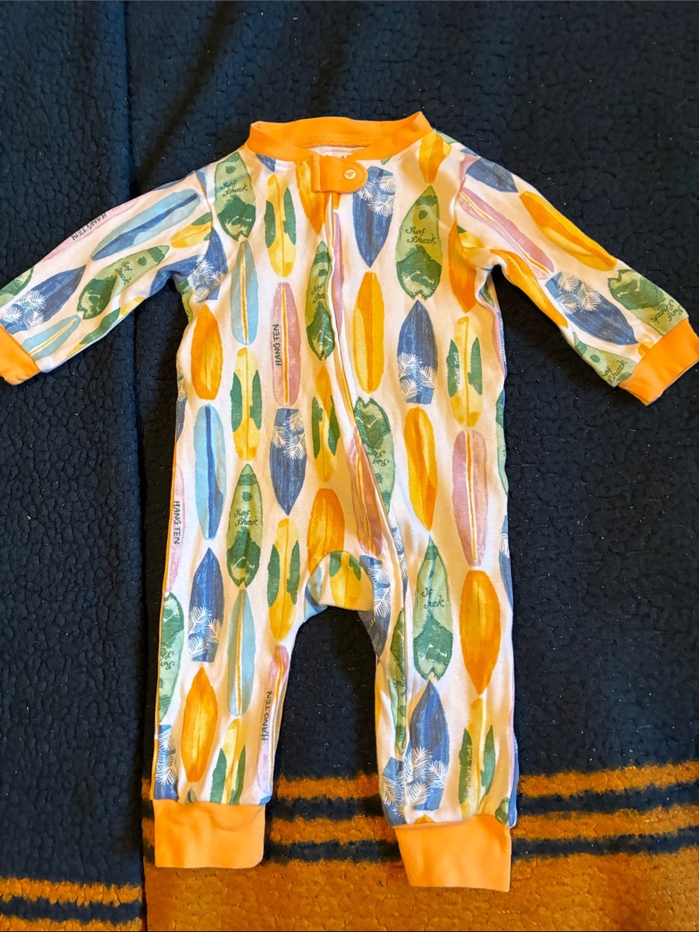 Burt's Bees baby Orange-Trim Surfboard Print Cotton One-Piece